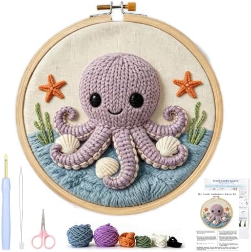 AohaiNova Punch Needle Kit for Adult Beginners, Punch Needling Set Octopus by Unknown