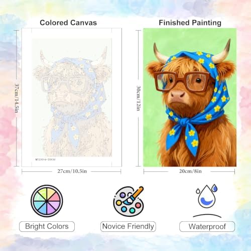 AOSGEDY 6 Pack Paint by Numbers Kit for Adults, Cartoon Animal Adult Paint by Number Kits on Canvas, DIY Animal Acrylic Oil Number Painting for Adults, Perfect for Home Decor 8x12 Inch - Image 6