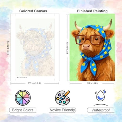 AOSGEDY 6 Pack Paint by Numbers Kit for Adults, Cartoon Animal Adult Paint by Number Kits on Canvas, DIY Animal Acrylic Oil Number Painting for Adults, Perfect for Home Decor 8x12 Inch - Image 6