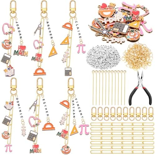 CraftyDream 558 Pcs Math Teacher Charm Keychain Making Kit DIY Name Crafts by CraftyDream