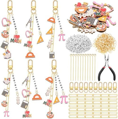CraftyDream 558 Pcs Math Teacher Charm Keychain Making Kit DIY Name Crafts by CraftyDream