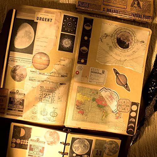 200Pcs Vintage Scrapbook Stickers, Aesthetic Junk Journal Stamping Supplies Kit, Scrapbooking Ephemera Washi Paper for Bullet Journaling Planners Diary Collage (Celestial) - Image 4