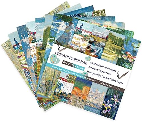 Origami Paper Kit 50 Sheets 6 Inch Square Double Sided Color 10 Vivid Colors for Hand Crafts Origami Paper Arts Creativity.Monet - Image 4