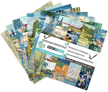 Origami Paper Kit 50 Sheets 6 Inch Square Double Sided Color 10 Vivid Colors for Hand Crafts Origami Paper Arts Creativity.Monet - Image 4