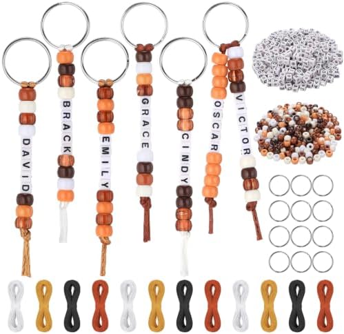Landical 564 Pcs DIY Brown Bead Keychain Kit Name Beads Making Craft by Landical