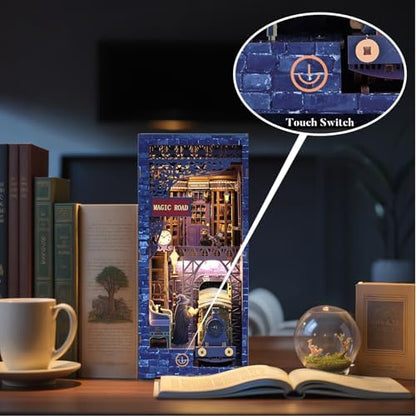Magic Station Book Nook Kit - DIY Miniature House Kit for Adults, Teens and Beginners, Dollhouse Booknook Magic Book Nook Tiny House Bookshelf Decor 3D Wooden Puzzle, DIY Bookshelf Insert Decor Gift - Image 5