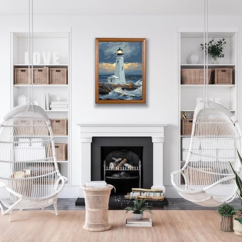 AOSGEDY Paint by Numbers for Adults Beginner, Lighthouse Adult Paint by Number Kits on Canvas, DIY Acrylic Oil Easy Painting by Numbers Kits for Home Wall Decor 16X20 Inch (Without Frame) - Image 5