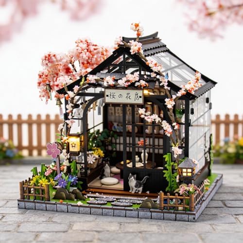 MAGQOO DIY Miniature Dollhouse Kit DIY Miniature House Kit Tiny Mini House Kits with Furniture 1:24 Scale 3D Puzzles(Spring Sakura) - Image 2