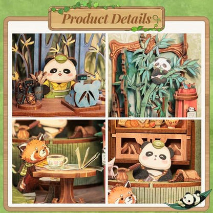 Fsolis Book Nook Kit, Miniature Booknook Panda Bookshop - Image 6