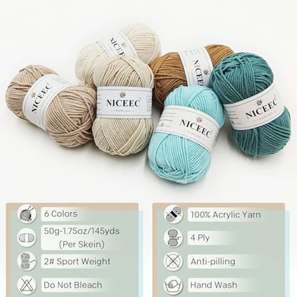 NICEEC 300g Soft Assorted Colors Yarn 100% Acrylic 870yds -Series 16 - Image 4