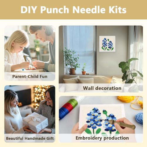 Doodlream Bluebonnet Flower DIY Punch Needle Embroidery Kit for Beginner - Image 4