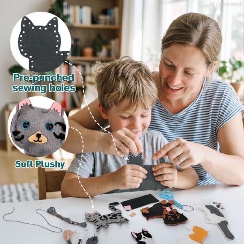 CiyvoLyeen Puppy Cat Sewing Kit for Kids – Fun Kitten Plush Toy Sewing for Girls & Boys – DIY Felt Dog Craft Gift Set Ages 7 8 9 10 11 12 - Image 4