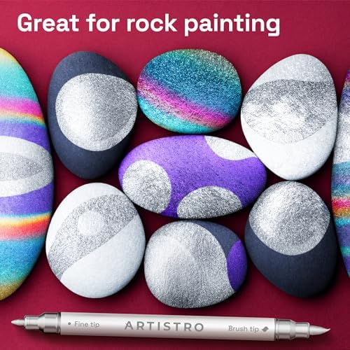 ARTISTRO 12 Silver Dual-Tip Acrylic Paint Marker Pens for Drawing - Image 7
