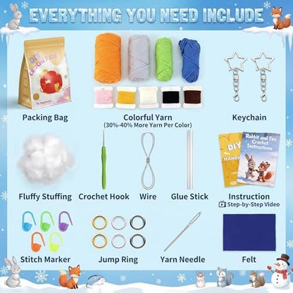 Crochet Kit for Beginners, Crochet Starter Kits for Bunny & Fox - Image 3