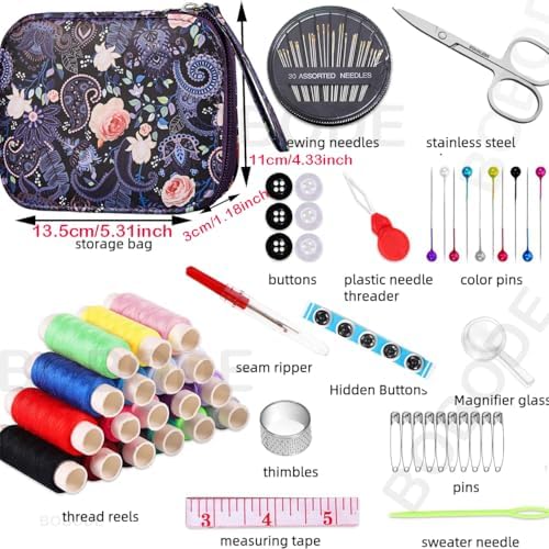 Purple Cute Travel Sewing Kit with 87PCS Hand Sewing Accessories - Image 2