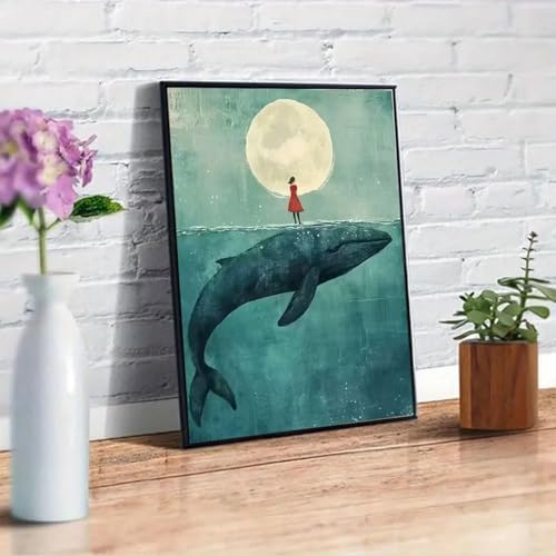 GEMFAMILY DIY Paint by Numbers Kit for Adults,Whale Moon Paint by Number Kit on Canvas for Beginners Home Wall Decor Printed Art Quality Canvas Acrylic Paints Crafts Art Kits 16 X 20 Inch - Image 3