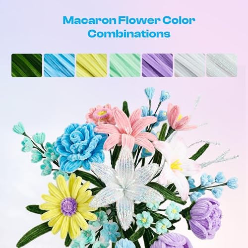 Caydo 700 Pieces Pipe Cleaner Flower Kit with 16 Flowers Videos, 7 Colors - Image 6