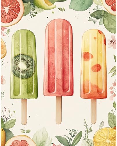 RICUVED Paint by Numbers for Adults, Summer Paint by Numbers Kit for Adults Beginners, Fruit Popsicle DIY Acrylic Oil Painting on Canvas Easy for Gift Home Wall Decor 16x20 Inch by RICUVED
