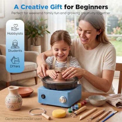Sakerneo Mini Pottery Wheel for Kids,Beginners,Adults,complete pottery kit - Image 3