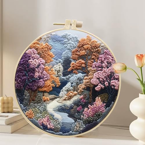 Hzkokon 2 Pack Embroidery Kit for Beginners Adults Cross Stitch Kits Hand Embroidery Kit Includes Stamped Flower Pattern, Hoop, Color Threads,Tools & Follow Instruction - Image 7