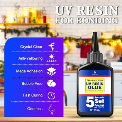 UV Resin Kit with Light, 60g UV Glue for Bonding & Curing in Seconds - Image 2