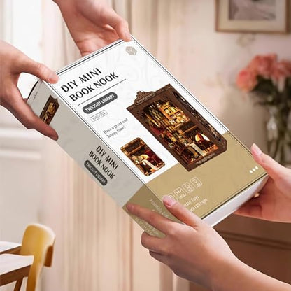 Book Nook Kits 3D Wooden Puzzles for Adults Crafts Miniature Dollhouse Kit & DIY Miniature House Kit, Tiny House Building Kit Bookshelf Decor - the for Family and Friends - Image 5
