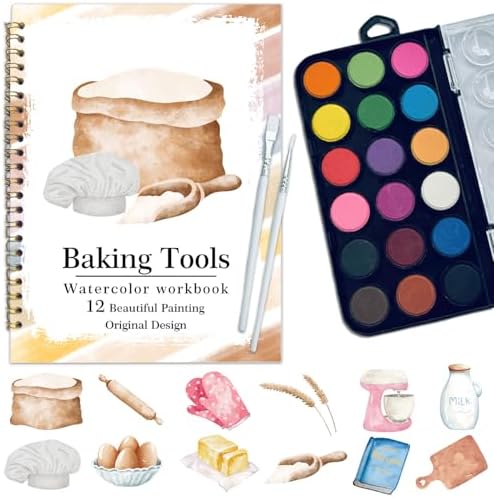 Watercolor Workbook, Water Coloring Book, 12 Different Patterns of Original DIY Designs, 18 Colors Watercolor Paint Set, Beginner-Friendly Watercolor Workbooks (Baking Tool), Perfect Gifts for Adults by Unknown