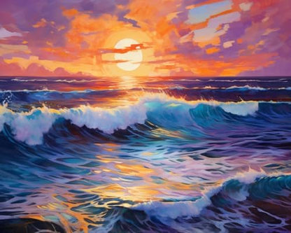 Clendo Beach Paint by Numbers Kit for Adults Beginner, Colorful Seaside Painting by Number on Canvas, DIY Acrylic Sunset Adult Paint by Number Kits for Home Decor Gift 16x20 Inch by Clendo