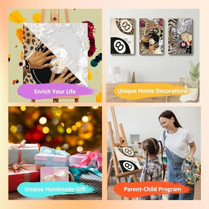 Mandun Leopard Paint by Numbers Kit for Adults, 3 Pack, 7.8x11.8 inch - Image 7