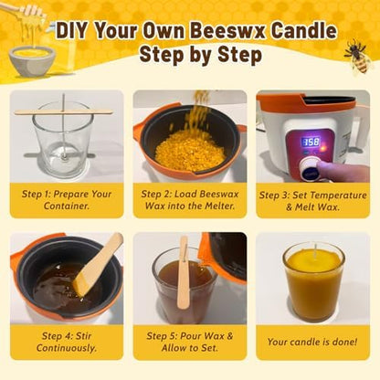 WcoDusak 6LB Beeswax Candle Making Kit for Adults with Digital Wax Melter - Image 6