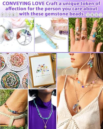 FIVEIZERO Jewelry Making Kit - 1956 PCS Natural Chip Stone Beads(25 Colors, 4-12mm) with Crystal Beads, Metal Charms, Jump Rings & Earring Hooks for DIY Bracelets, Necklaces, Earrings - Image 6