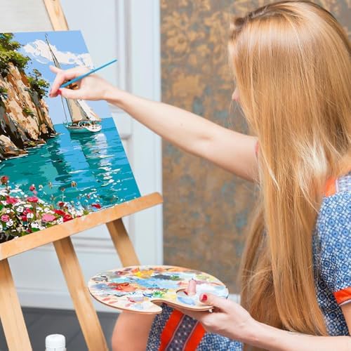 Mrnsiet Sailboat DIY Paint by Numbers for Adults, Coastal Sail Boat Paint by Number for Beginners, DIY Landscape Painting by Number Kits Oil Paint Drawing Canvas Home Decor 16x20 Inch - Image 4