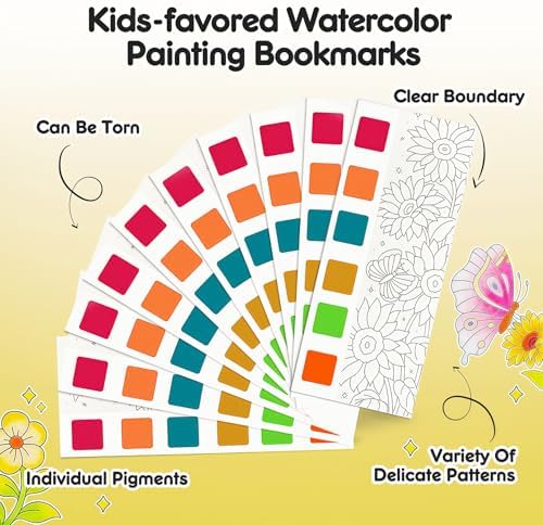 Watercolor Painting Coloring Books Pocket Watercolor Paint Bookmarks - Image 4