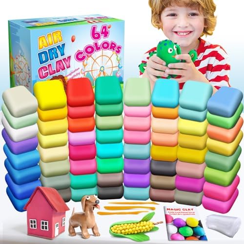 ESSENSON Air Dry Clay 64 Colors, Modeling Clay for Kids, DIY Molding Magic Clay, Gift for Kids by ESSENSON