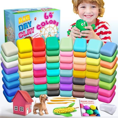 ESSENSON Air Dry Clay 64 Colors, Modeling Clay for Kids, DIY Molding Magic Clay, Gift for Kids by ESSENSON