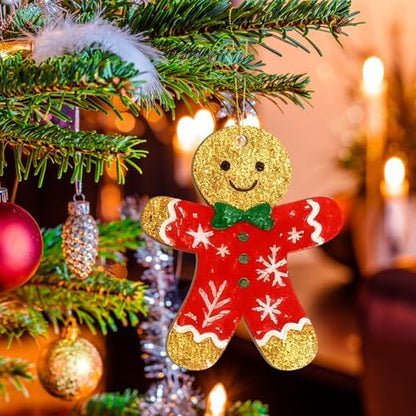 Large Size 7 inch Wooden Christmas Gingerbread Man Ornaments to Paint 10PCS, DIY Blank Cutouts Unfinished Wood Ornament for Home Crafts Hanging Christmas Decorations Winter - Image 4