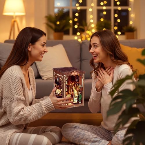 Book Nook, DIY Book Nook Kit for Adults, 3D Wooden Puzzle for Bookshelf Decoration, DIY Miniature Kit for Adults and Teens in Halloween/Christmas - Image 5