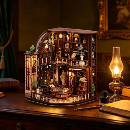 Bacchus Bookstore Book Nook Kit for Adults, 3D Wooden Puzzle DIY Miniature House with Touch LED Light, Bookshelf Decor Craft Gift for Book Lovers - Image 2
