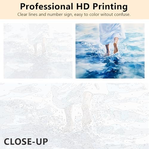 TUMOVO Adults Paint by Numbers Kit for Beginners Jesus Walks on Water Religious Paint by Numbers Kit for Adults Christian Themed DIY Canvas Painting with Ocean Waves and Disciples Acrylic 16x20 Inch - Image 3