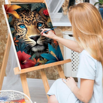Bowetile Framed Paint by Numbers Cheetah Kit for Adults, Adults' Paint-by-Number Kits on Canvas, Painting by Numbers Flowers, Acrylic Number Painting Gifts for Home Wall Decor, 8x12in - Image 3