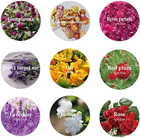 9 Bags Dried Flowers,100% Natural Dried Flowers Herbs Kit for Soap Making, DIY Candle Making,Bath - Include Rose Petals,Lavender,Don't Forget Me,Lilium,Jasmine,Rosebudsand More - Image 2