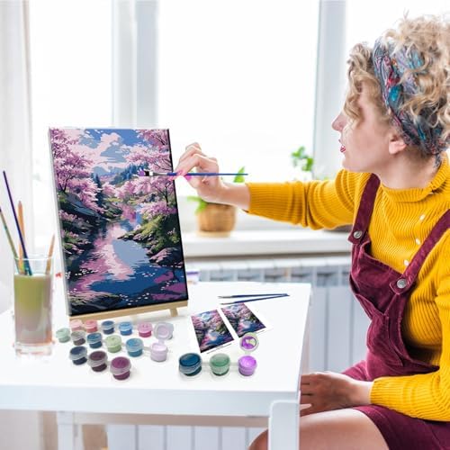JOOZ Landscape Paint by Number Kit for Adults Beginner with Easel Forest Adult Paint by Number Kits on Canvas with Frame DIY Oil Painting Kits for Gift Home Wall Decor 7.87x11.81 Inch - Image 6