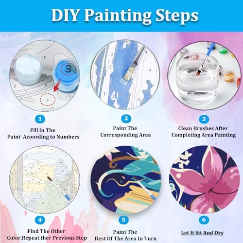 Artunion Framed Paint by Numbers Kit for Adults Beginners & Kids Ages 8-12,Mystical Book Flower Paint by Number with Frame,Flower Paint by Numbers Kit on Canvas 10 * 10 Inch Without Easel - Image 6