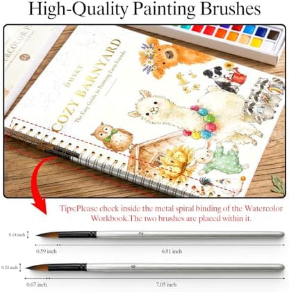 Watercolor Workbook for Beginners,18 Whimsical Farm Animal Water Coloring Book,Relaxing & Easy to Paint Water Coloring Book with 24 Colors-Perfect for Gifting to Creativity & Joy for Adults - Image 2