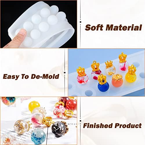 Sphere Resin Mold,20 Beads Silicone Molds, Crystal Ball Epoxy Casting Mould, Jewelry Making Mold for DIY Pendant Necklace Earring Bracelet Ring - Image 6