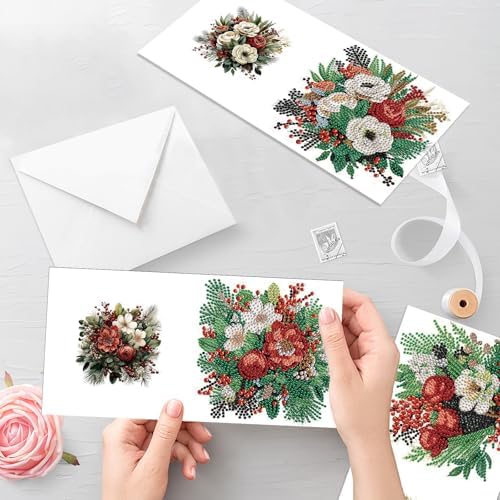 jinglinhh 12pcs Diamond Art Painting Christmas Cardinal Greeting Cards with Envelopes, DIY Card Making Kits for Adults, Diamond Art Christmas Cards for Birthday Holiday Postcards Craft Gifts - Image 6