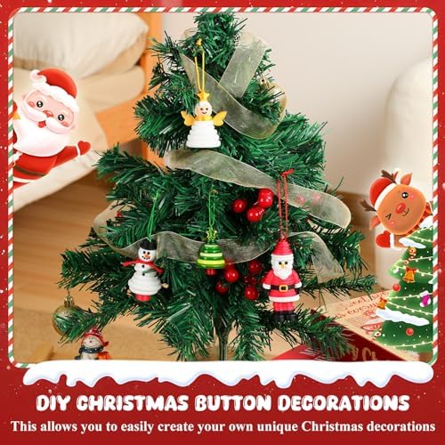 KoyunWong DIY Christmas Button Ornament Making Set, Craft Buttons Kit with Christmas Snowman/Santa/Angel/Tree, Stacked Colorful Buttons for Xmas Tree Hanging Decorations (Angel) - Image 2