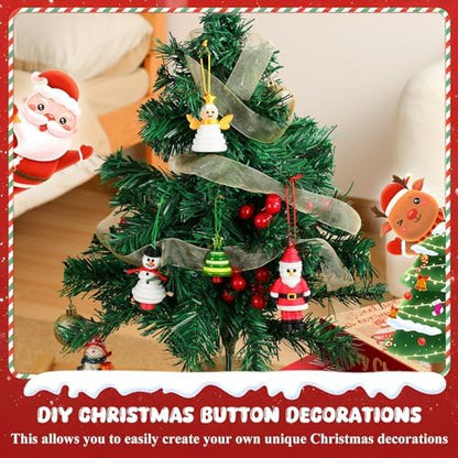 KoyunWong DIY Christmas Button Ornament Making Set, Craft Buttons Kit with Christmas Snowman/Santa/Angel/Tree, Stacked Colorful Buttons for Xmas Tree Hanging Decorations(anta Claus) - Image 2