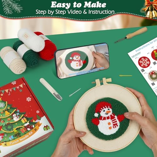 UHAPEER 6PCS Christmas Punch Needle Kit, Punch Needle Embroidery Kit - Image 4
