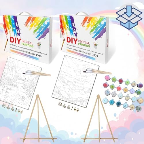 BAISITE Paint by Numbers Kit for Adults Beginners,8" Wx12 L 2 Pack Canvas for Painting Kits for Adults in Colorful Box 1112-ALREADY Framed - Image 3